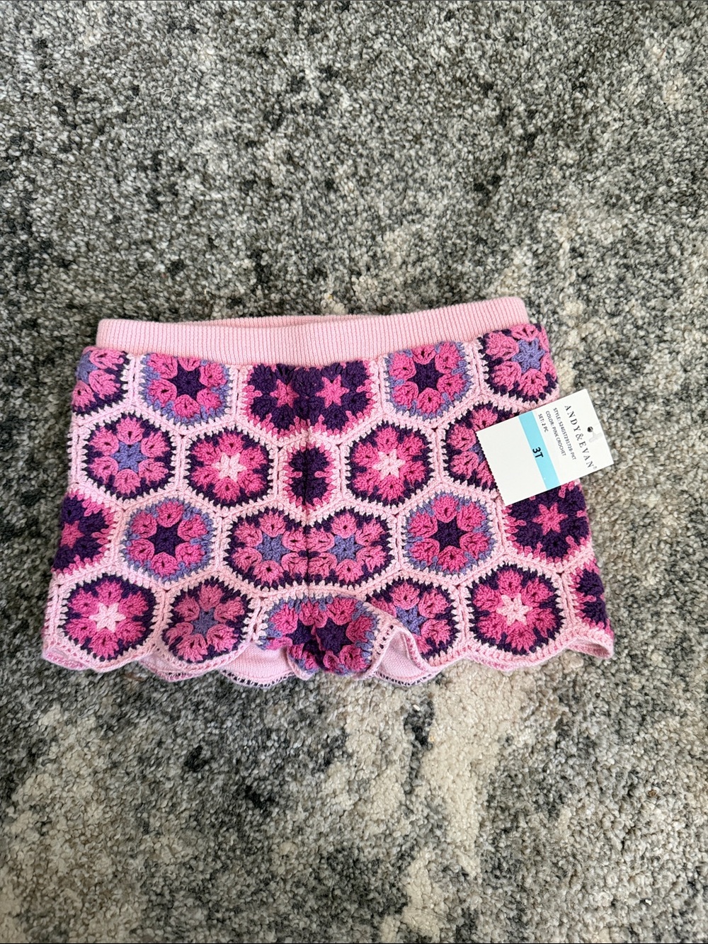 Pink and Purple Crochet Shorts